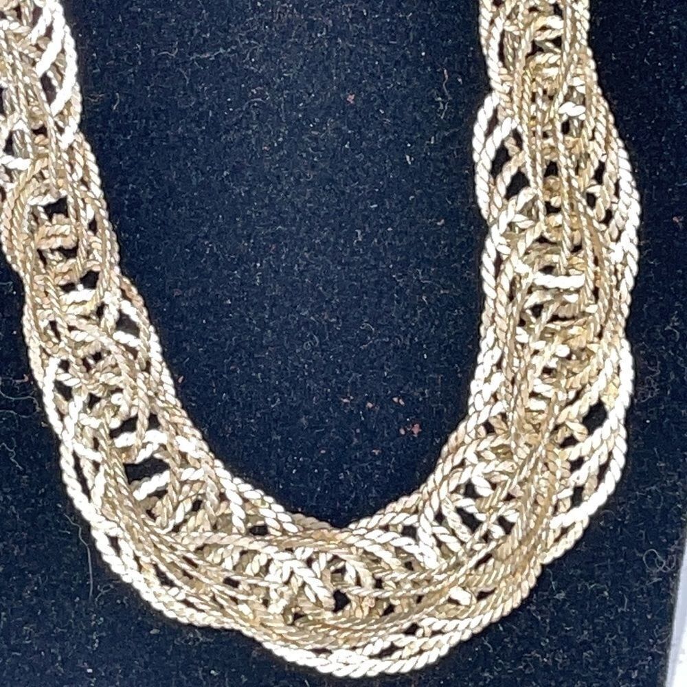 Silver tone multi- chain metal necklace - Picture 3 of 9